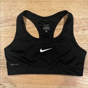 Nike Pro Black Sports Bra with White Logo